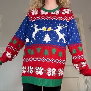 Men’s Multi colored Super Soft Christmas Sweater by Jolly Sweaters Sz Lg